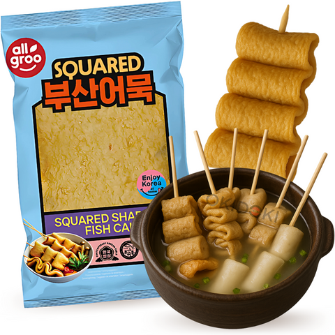 Allgroo Precooked Square Fish Cake Frozen <18°C (Eomuk, Oden) 1kg