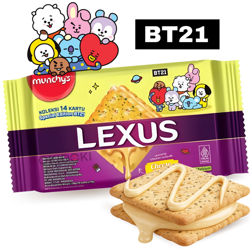 BT21 Munchy's Lexus Cheese Cream Sandwich Cookies (Halal) 76g