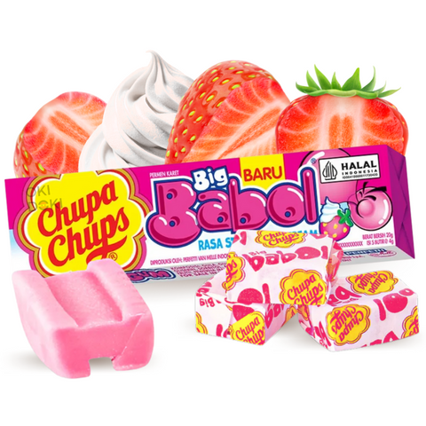 Chupa Chups Big Babol Gom met Aardbeiensmaak (Halal) 20g
