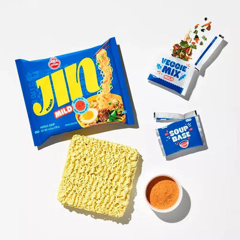 Ottogi Ramyun Jin Ramen Suave Suave Levemente Apimentado 120g X 5 unidades