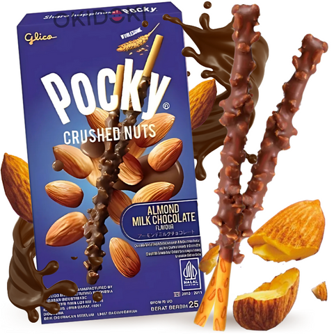 Glico Pocky Crushed Nuts Almond Sticks with Chocolate and Almonds (Halal) 25g