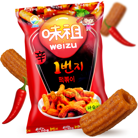Jiuri Snack Tteokbokki Sabor Crocante Apimentado 90g