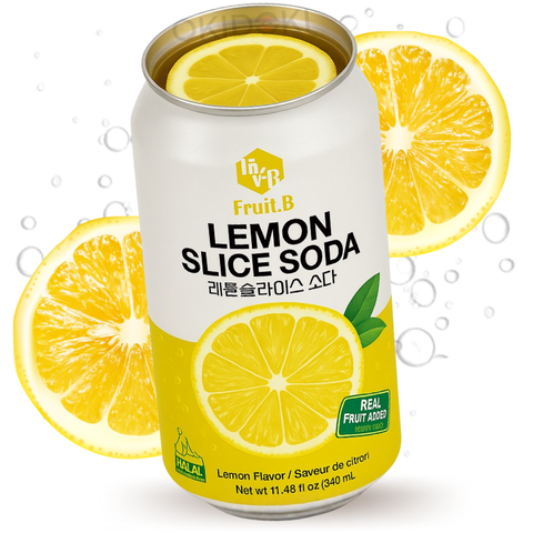 Keumkang Fruit B Refresco Soda con Rodajas de Limón (Halal, Sin Azúcar) 340ml