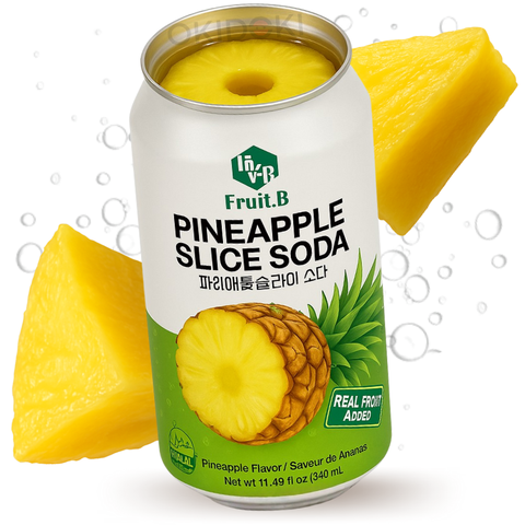 Keumkang Fruit B Refresco Soda con Rodajas de Piña (Halal, Sin Azúcar) 340ml