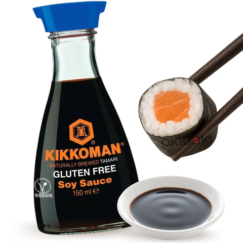 Kikkoman Salsa de Soja Tamari con Dispensador (Vegano, Halal, Sin Gluten) 150ml