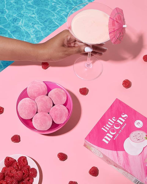 Sorvete Mochi Little Moons Sabor Lichia e Framboesa (Vegetariano, Sem Glúten) 6 unidades 192g