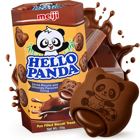 Meiji Hello Panda Cocoa Cookies Filled with Chocolate Cream (Halal) 50g
