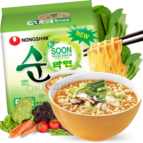 Nongshim Soon Ramyun de Verduras (Halal, Vegano) (112g x 5pk) 560g