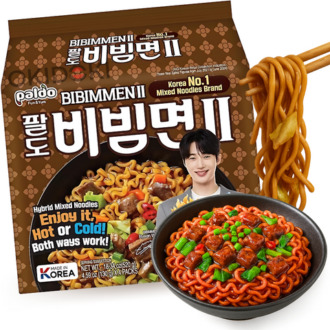Paldo Bibimmen doce e picante, servir frio ou quente (edição Byeon Woo Seok) 130g x 4 unidades