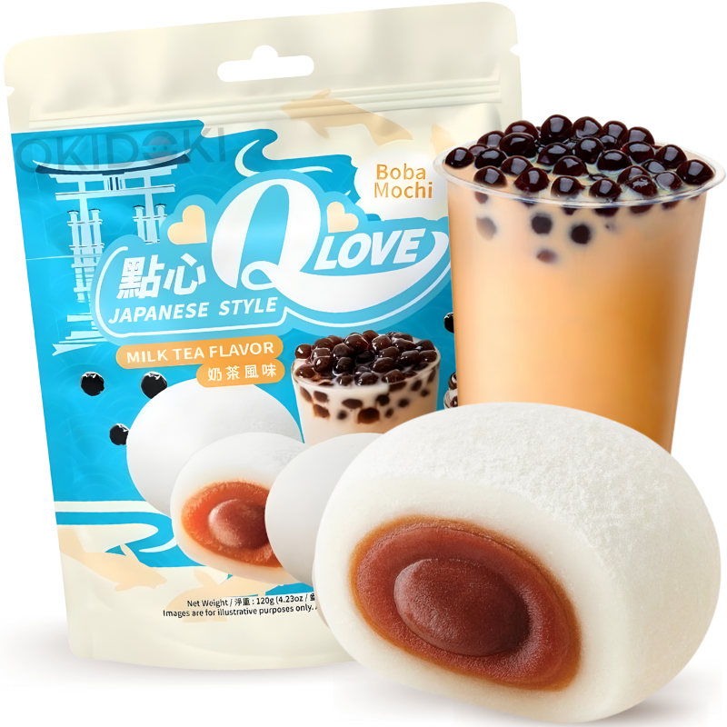 QLove Mochi with Cream Boba Milk Tea Flavor 120g | OKIDOKI Asian