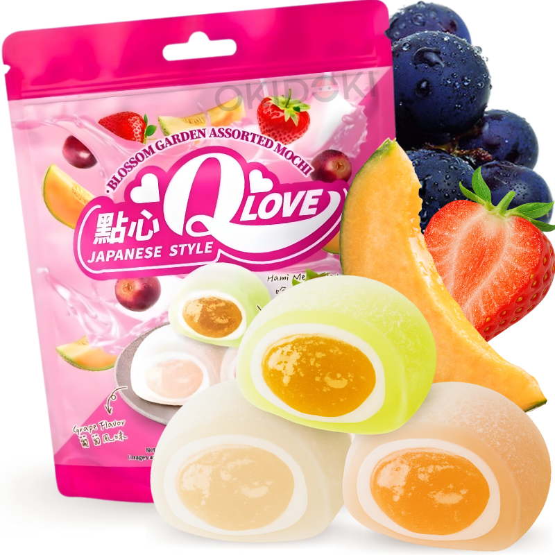 QLove Fruit Mochi (Melon, Grape and Strawberry) 120g | OKIDOKI