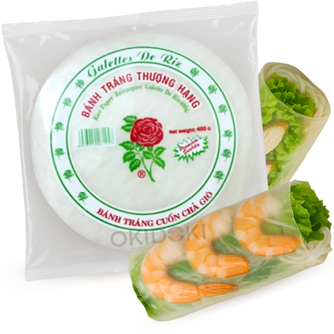 Papel de Arroz Redondo Rosa 18cm Banh Trang 400g