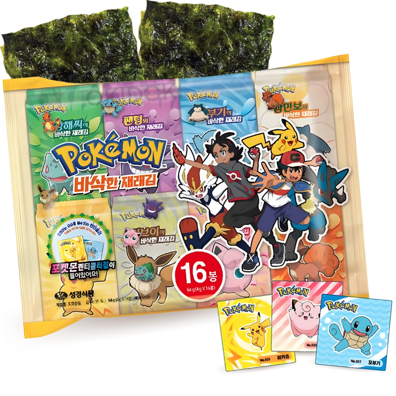 SGK Nori Seaweed Snack Pokémon with 3 x Lenticular Cards 16pks 64g