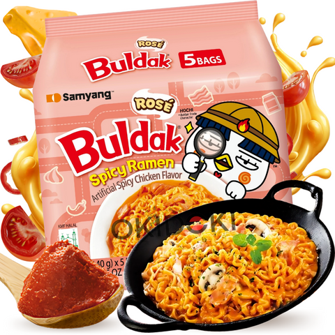 Samyang Buldak Hot Chicken Ramen con Salsa Rosé Pollo Picante (Halal) 140g x 5pks