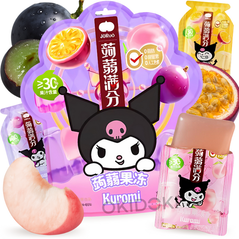 YJPZ Kuromi Sanrio Gelatina de Konjac sabor Maracuyá, Melocotón y Uva (20pcs) 320g