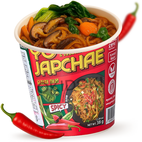 Yojapchae Cup Fideos Japchae Picante Coreano (Vegano, Sin Gluten) 38g
