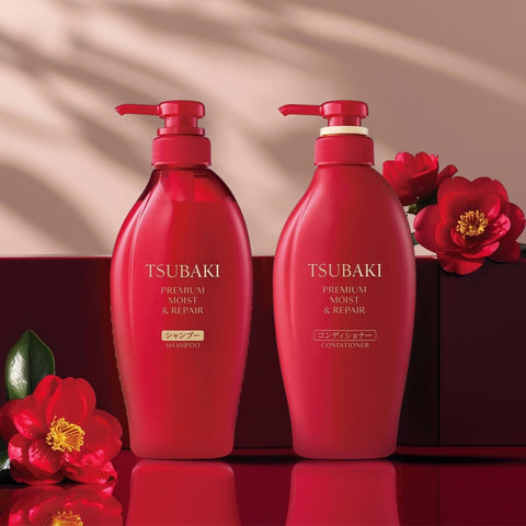 Shiseido 資生堂 Tsubaki Champú + Acondicionador Japonés (Moist Repair) 450ml+450ml
