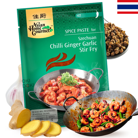 AHG Salsa para Salteado de Chile, Ajo y Jengibre Estilo Sichuan (Halal, Vegetariano) 50g