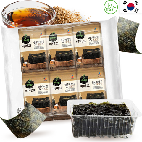 CJ BIBIGO Snack Roasted Seaweed with Sesame Oil (Halal) 4g x 12 units