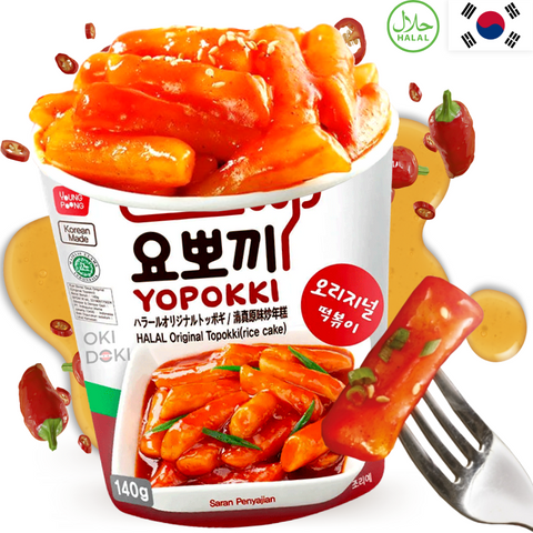 Yopokki Cup Tteokbokki Sweet and Spicy Flavor (Original, Halal Version) 120g