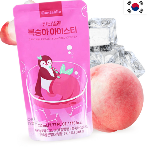 Bebida Coreana CANTABILÉ de Pêssego em Copo de Gelo 230ml