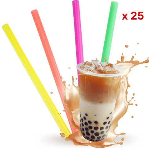 Canudos Maxi Bubble Tea 21cm 10mm Cana de Plástico 25 unidades