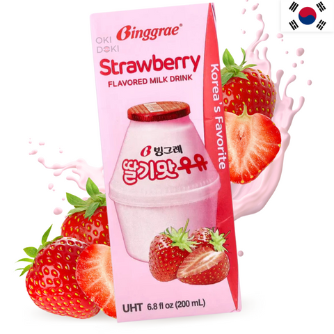 BINGGRAE Bebida Leche Coreano Sabor Fresa 200ml