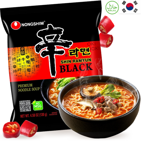 Nongshim Shin Ramyun Ramen Macarrão Preto com Sopa de Carne Apimentado (Halal) 130g