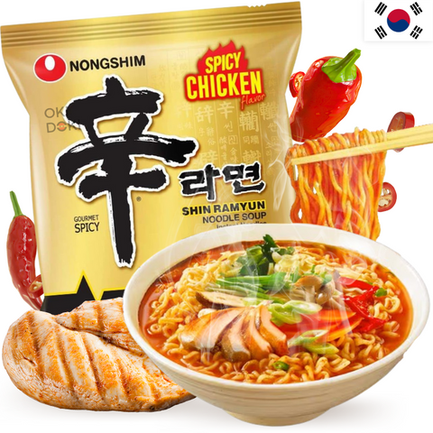 Nongshim Shin Ramyun Noodles Sabor Frango Picante (Halal) 120g