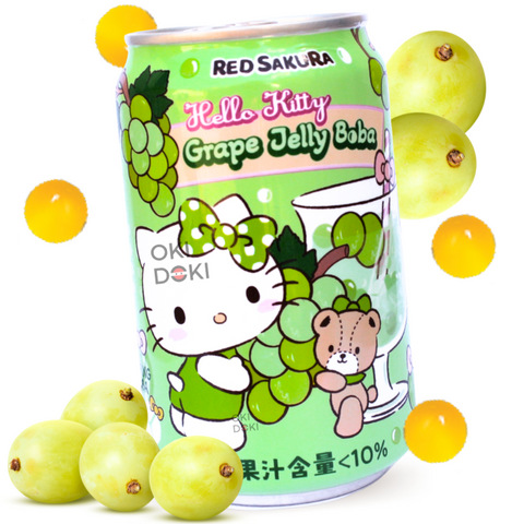 Red Sakura Hello Kitty Grape Bubble Tea with Jelly Balls 310ml