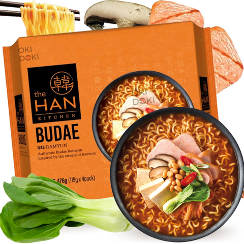 The Han Kitchen Fideos Budae Ramyun Itaewon (Sin Carne) 119g x 4pk