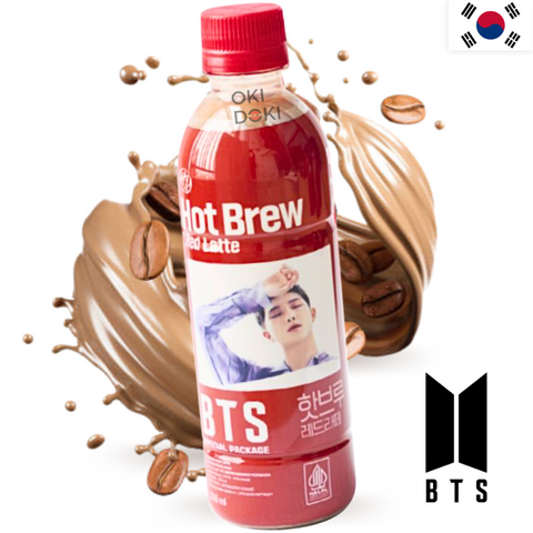 BTS Hot Brew Red Coffee Latte Café Latté Rojo Dulce (Halal) 350ml (Diseño Aleatorio)
