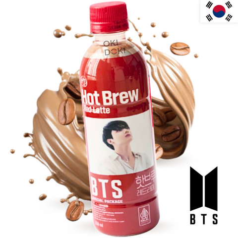 BTS Hot Brew Red Coffee Latte Café Latté Rojo Dulce (Halal) 350ml (Diseño Aleatorio)