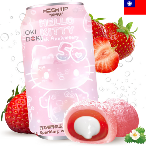 High Up Hello Kitty Soda Ramune Sabor Fresa Mochi Daifuku 330ml