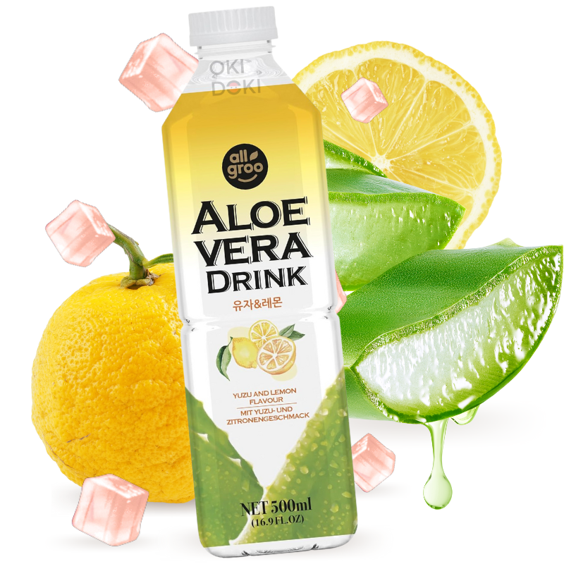 allgroo aloe vera drink Allgroo Aloe Vera Drink with Yuzu and Lemon 500ml – OKIDOKI Asian Market