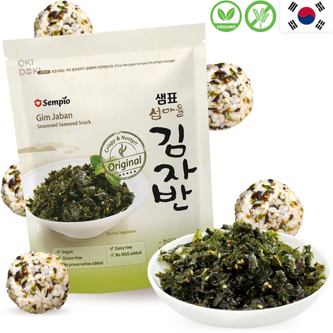 Sempio Snack Algas para Arroz Jumeokbap (Vegano, Sin Gluten, Sin Lácteos) 50g