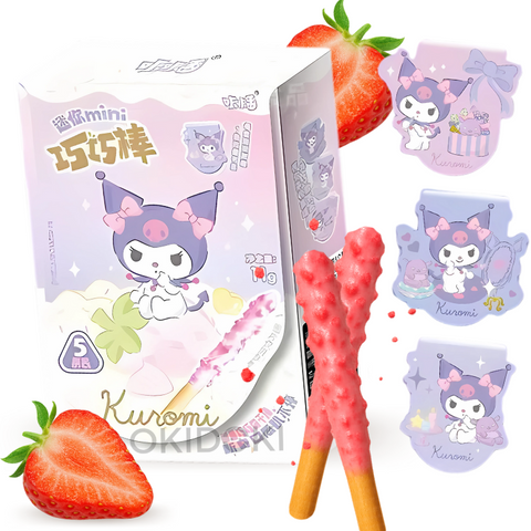 Sanrio Palitos de Galleta Recubiertos con Chocolate de Fresa (Marcapáginas Incluido) 11g