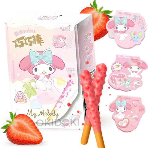 Sanrio Palitos de Galleta Recubiertos con Chocolate de Fresa (Marcapáginas Incluido) 11g