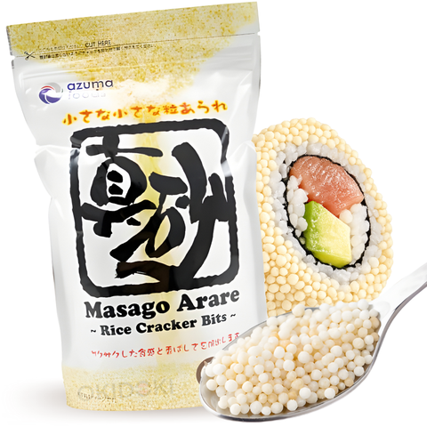 Azuma Masago Arare Trocitos de Arroz Crujiente para Sushi (Sin Gluten, Vegetariano) 300g