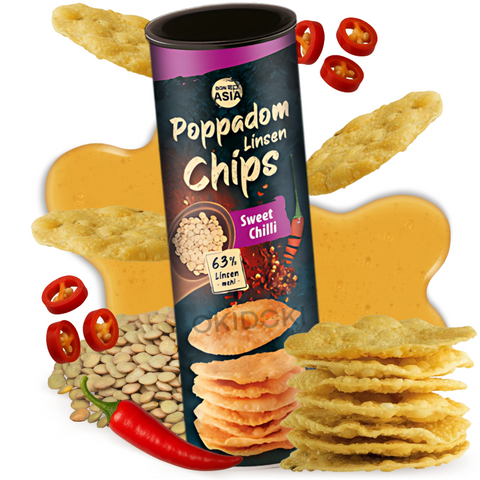 BONASIA Chips de Lentejas Poppadom Sabor Chile Dulce 70g