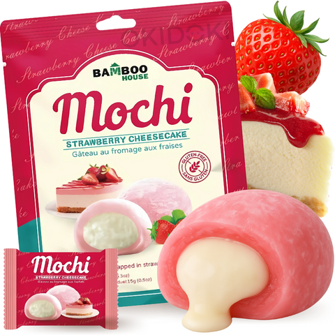 Bamboo House Mochi de Fresa Cheesecake (Sin Gluten, Lacto Vegetariano) 180g 12pcs