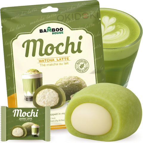Bamboo House Mochi de Matcha Latte (Sin Gluten, Lacto Vegetariano) 180g 12pcs