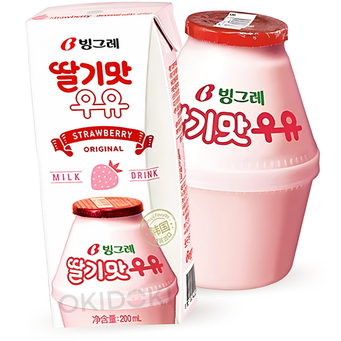 Binggrae Bebida Leche Coreano Sabor Fresa 200ml