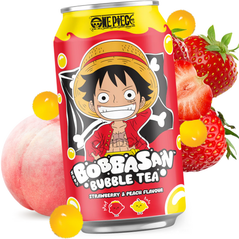BobbaSan One Piece Luffy Bubble Tea de Fresa y Melocotón 320ml