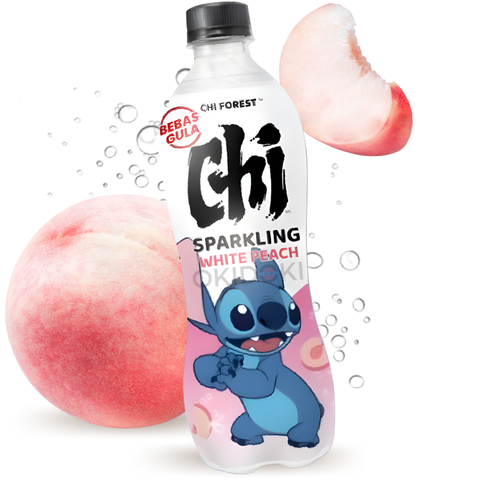 Chi Forest Lilo & Stitch Refresco Espumoso Sabor Melocotón Blanco (Sin Azúcar, Halal) 480ml