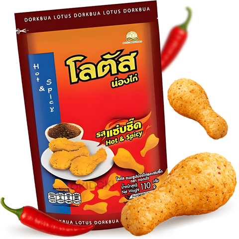 Dorkbua Snack de Pollo Frito Sabor Picante 110g