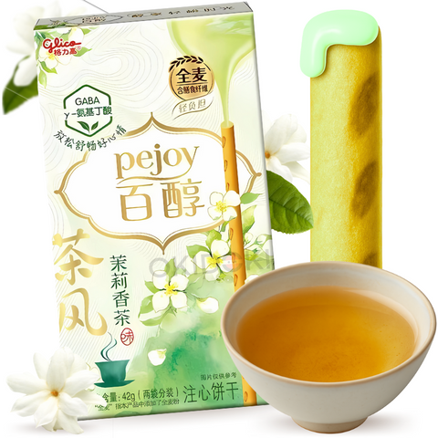 Glico Pejoy Palitos Rellenos con Crema de Té de Jazmín 42g