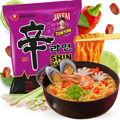 Nongshim Noodles Shin Ramyun Tom Yum Smaak (Netflix Jayfai Editie) 123g