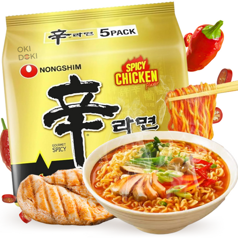 Nongshim Shin Ramyun Fideos Sabor Pollo Picante (120g x 5pk) 600g
