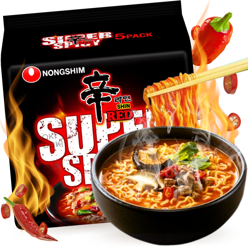 Nongshim Shin Ramyun Red Super Spicy (120g x 5pk) 600g – OKIDOKI Asian ...